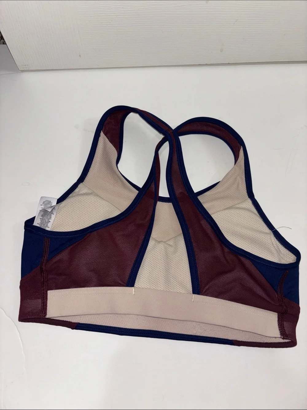 Nike Navy, Beige & Burgundy Racerback Sports Bra